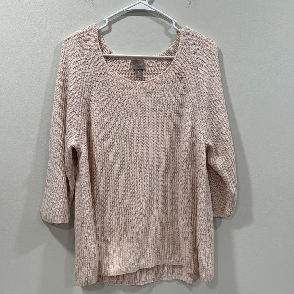 Chico's Light Pink Crew Neck Sweater Size 3 (Large) EUC